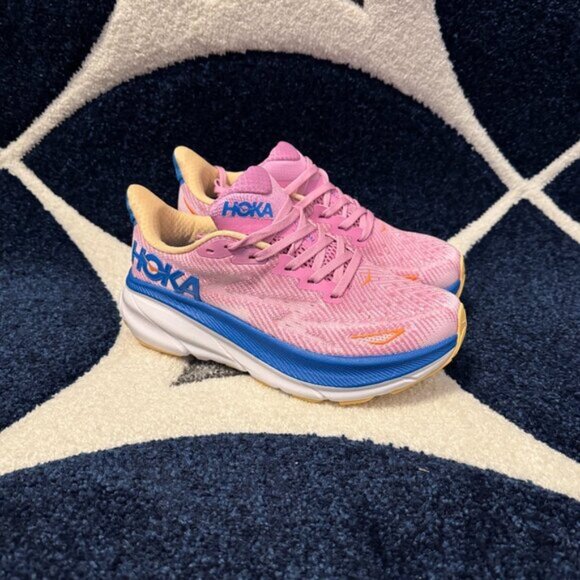 Hoka One One Clifton 9 Pink and Blue Running Shoe Women’s Size 7.5 - Picture 1 of 6